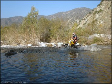 OHV crossing some water at San Gabriel Canyon OHV Area