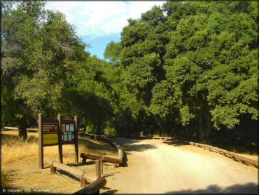 Campground entrance with informational kiosk.