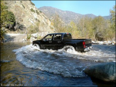 4 by 4 traversing the water at San Gabriel Canyon OHV Area