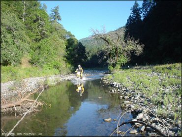 OHV crossing the water at Penny Pines Trail