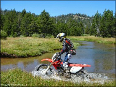 Honda CRF Off-Road Bike getting wet at Lower Blue Lake Trail