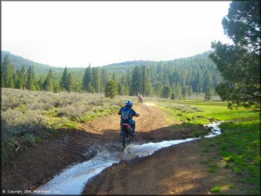 Honda CRF Motorcycle getting wet at Boca Reservoir Trail