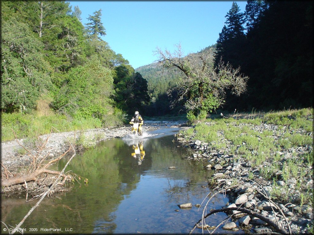 OHV crossing some water at Penny Pines Trail