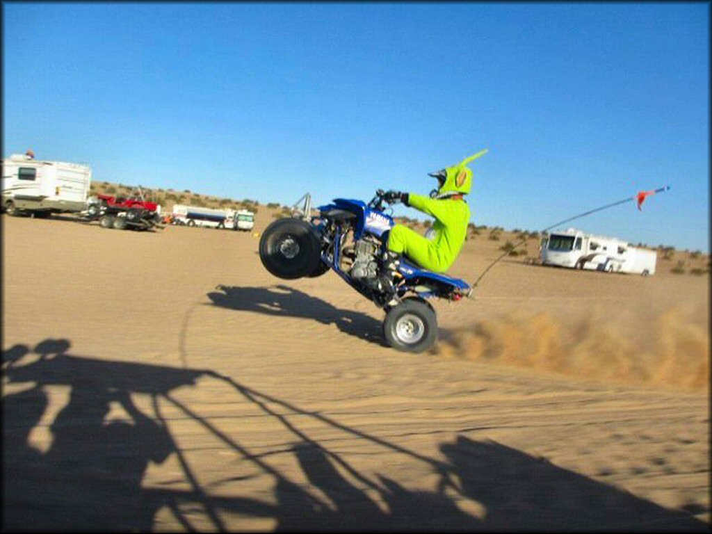 OHV doing a wheelie at Glamis Sand Dunes Dune Area