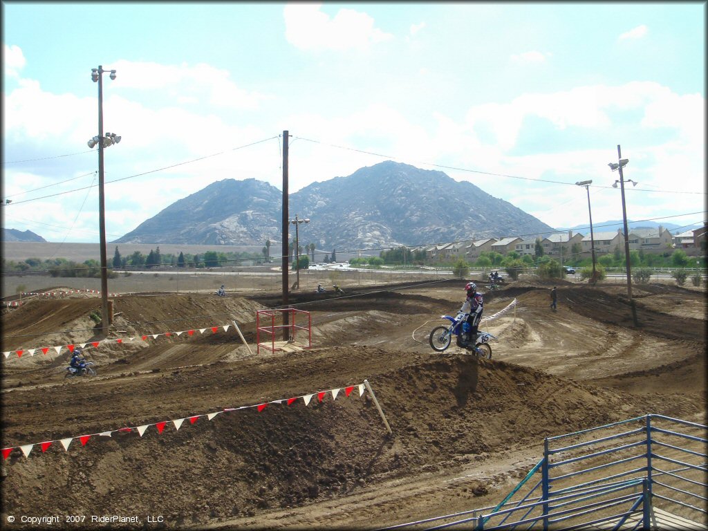 Yamaha YZ Dirt Bike getting air at State Fair MX Track